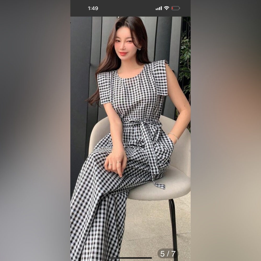 NWT..Size M .. plaid gingham checked jumpsuit
